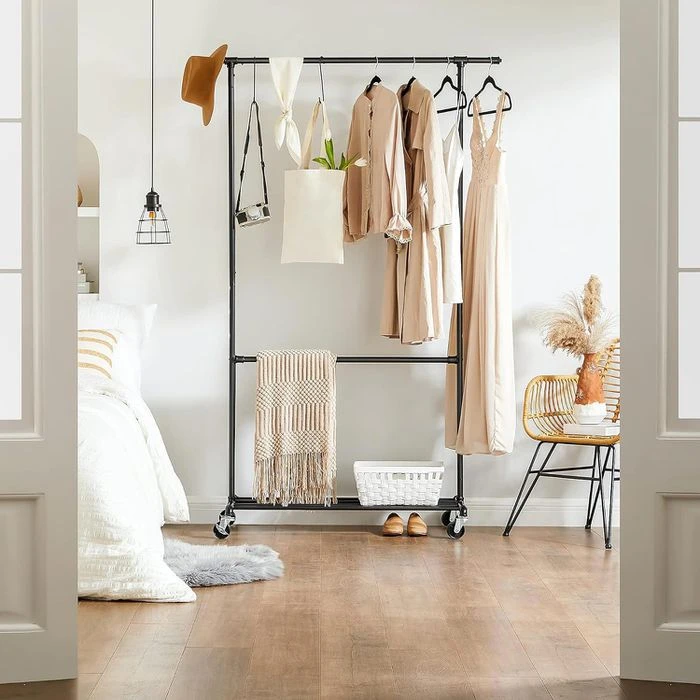 Songmics Garderobenständer HSR62BK, Bis 110 Kg, Mit Rollen, Metall, Schwarz 9 Songmics Garderobenständer HSR62BK, Bis 110 Kg, Mit Rollen, Metall, Schwarz – Bild 7