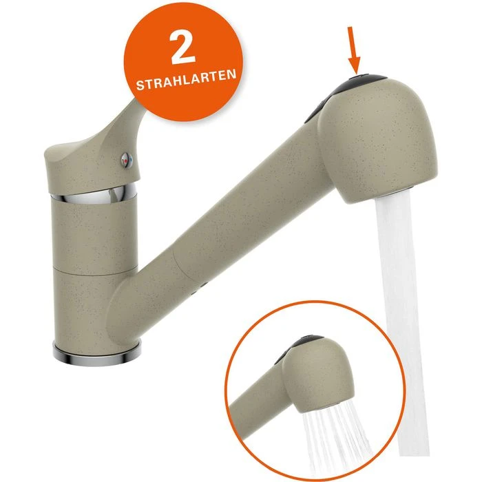 Schütte Küchenarmatur Granit, Beige, Hochdruck, Schwenkbar, Ausziehbarer Auslauf 6 Schütte Küchenarmatur Granit, Beige, Hochdruck, Schwenkbar, Ausziehbarer Auslauf – Bild 4