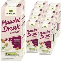 Alnatura Mandeldrink Ungesüsst, BIO, Je 1 Liter, 8 Stück