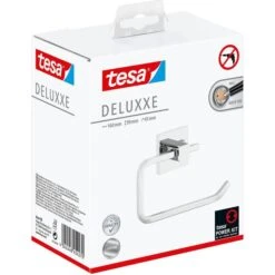 Tesa Toilettenpapierspender Deluxxe, 40400, Ohne Bohren, Metall, Für 1 Kleinrolle, Silber -Küche Fach Geschäft ef49865f7d28aa61d350e975dafd28a837b98381 toilettenpapierspender tesa deluxxe 40400
