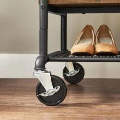 Vasagle Garderobenständer RGR120B01, Vintage, Mit Rollen & 2 Ablagen, Metall / Holz, Braun -Küche Fach Geschäft f9ce8e70d5a87fa05b36ba4f410657a553bb56ef garderobenstaender vasagle rgr120b01 vintage