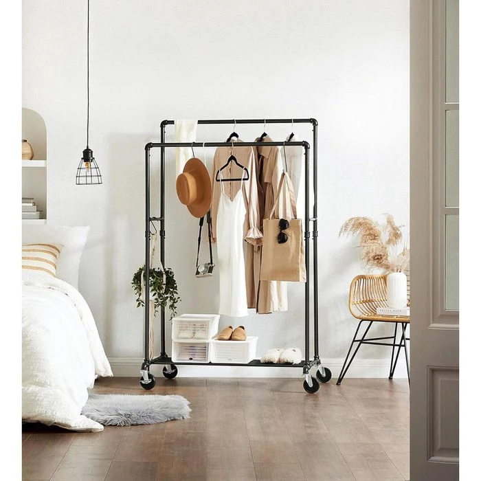 Songmics Garderobenständer HSR60B, Bis 110 Kg, Mit Rollen, Metall, Schwarz 9 Songmics Garderobenständer HSR60B, Bis 110 Kg, Mit Rollen, Metall, Schwarz – Bild 7