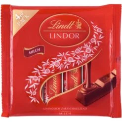 Lindt Schokoriegel Lindor Sticks Multipack Milch, 100g, Je 25g, 4 Riegel